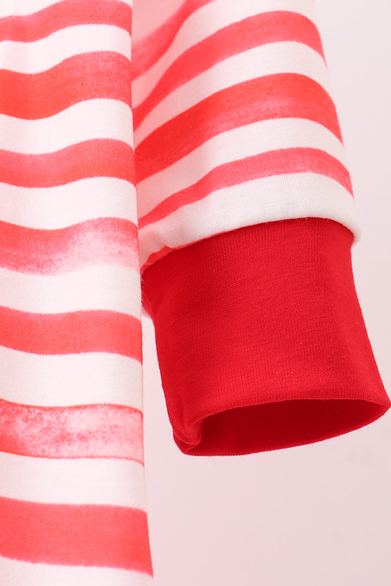 Red stripe character applique romper