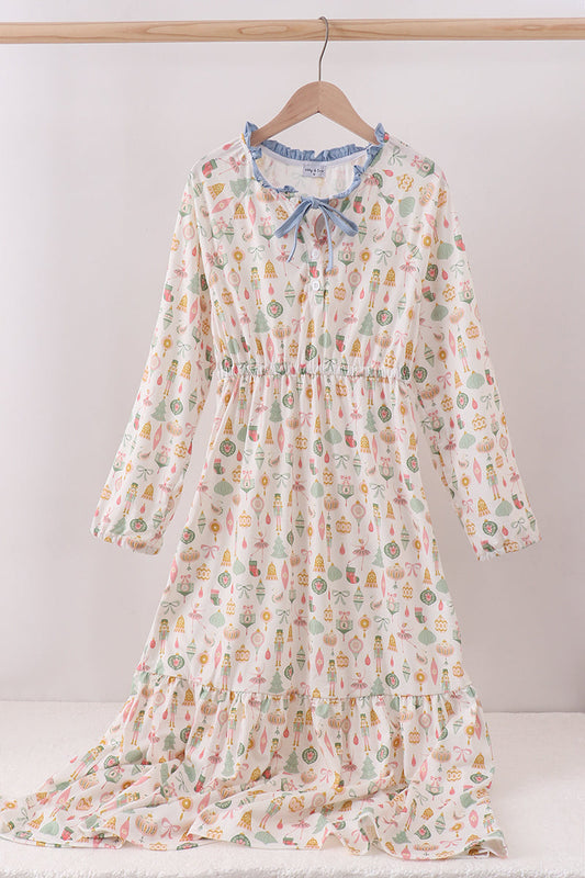 Nutcracker print tiered mom dress