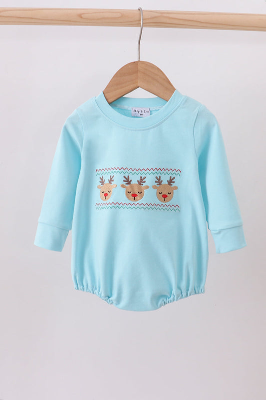 Blue deer embroidery bubble