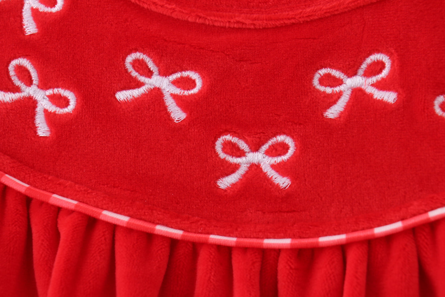 Red bow embroidery velvet dress