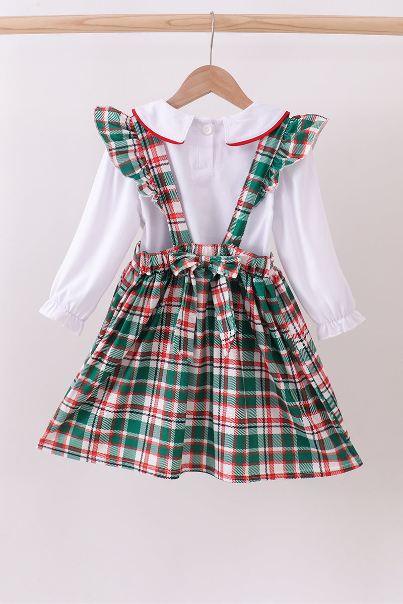 Green plaid ruffle 2pc set
