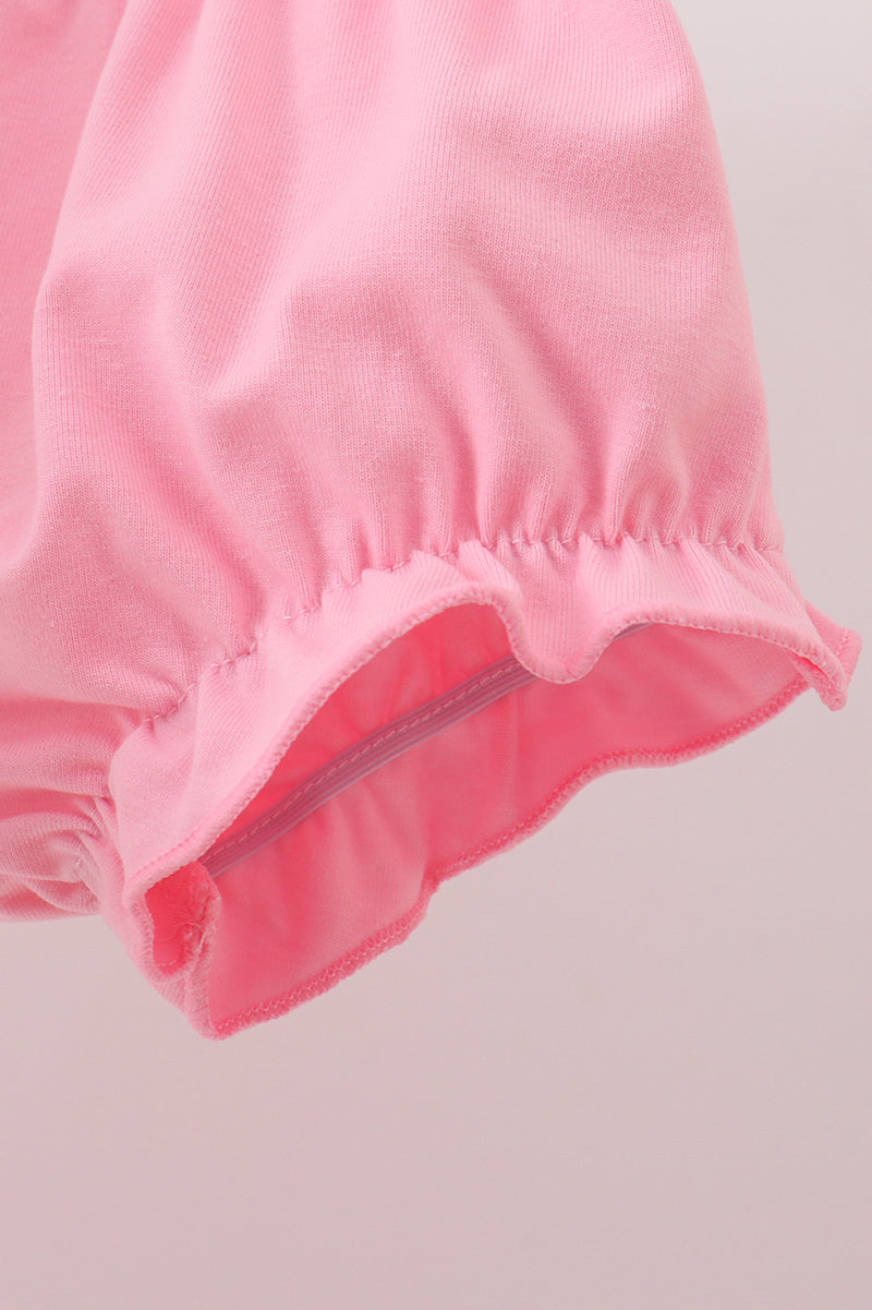 Pink santa claus embroidery ruffle bloomer set