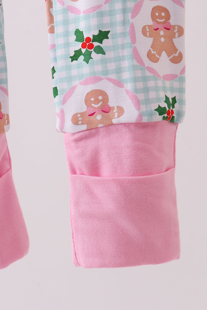 Pink christmas tree bamboo ruffle romper