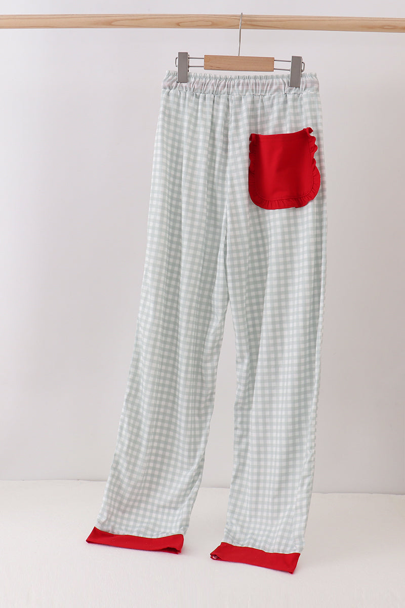 Sage gingham mom pajama pants