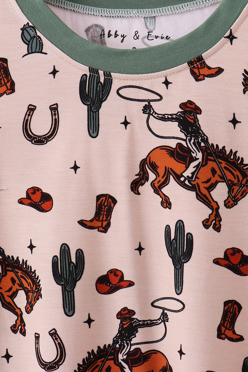 Green cowboy bamboo pants set