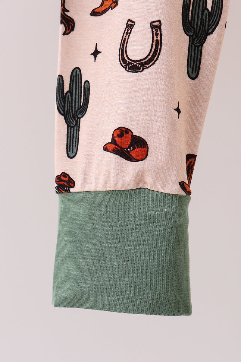 Green cowboy bamboo pants set