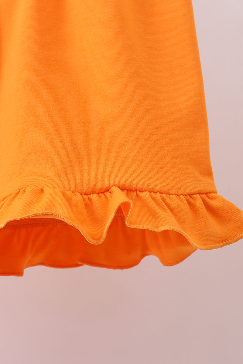 Orange Tennessee patchwork ruffle shorts set