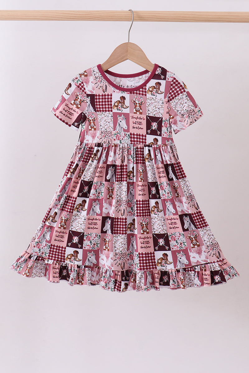 Pink checkered farm bamboo dress