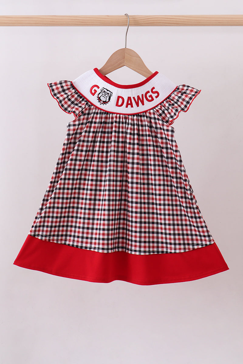 Georgia go dawgs embroidery plaid dress