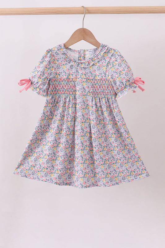 Summer garden smocked ruffle dress