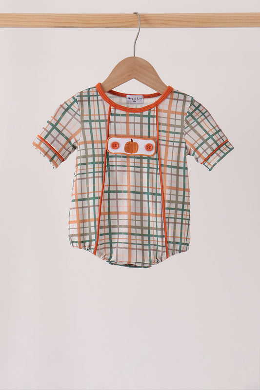 Pumpkin Embroidery Plaid Bubble