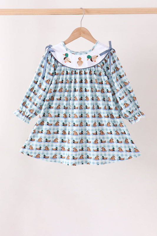 Blue mallard duck embroidery dress