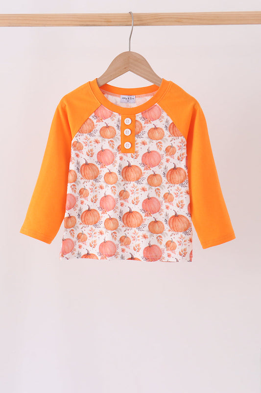 Orange Pumpkin Print Top