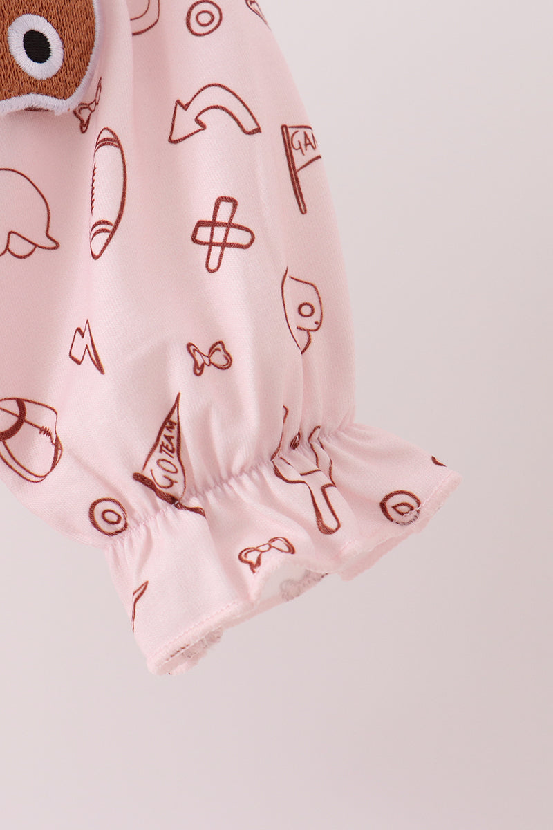 Brown touchdown football embroidery bubble