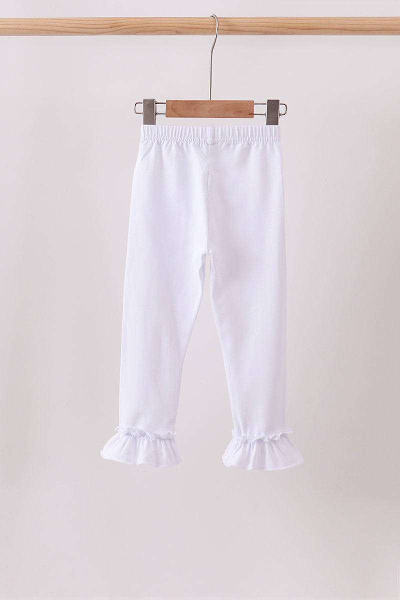 White ruffle pants