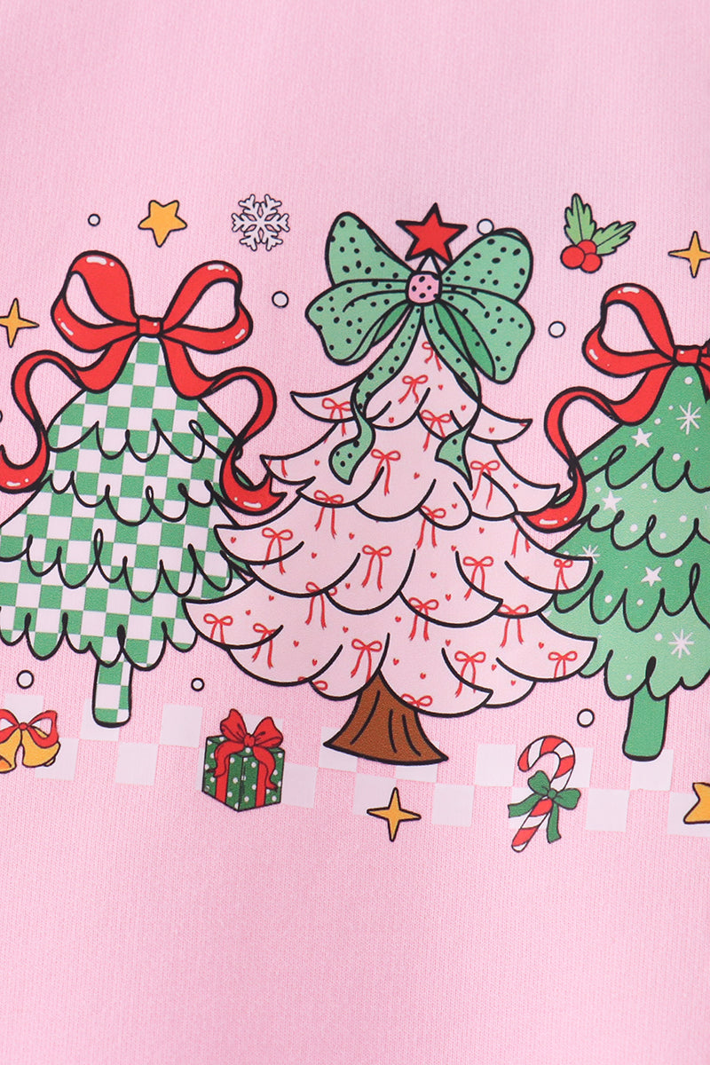 Pink christmas tree sweatshirt