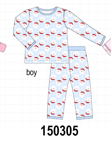 Blue Santa Claus Bamboo Pajama Set