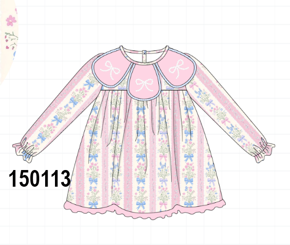 Pink Pearl Bow Floral Dress