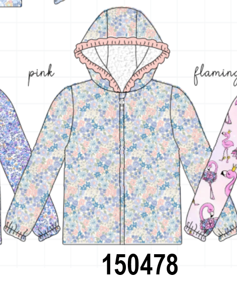 Multicolored Floral Ruffle Raincoat